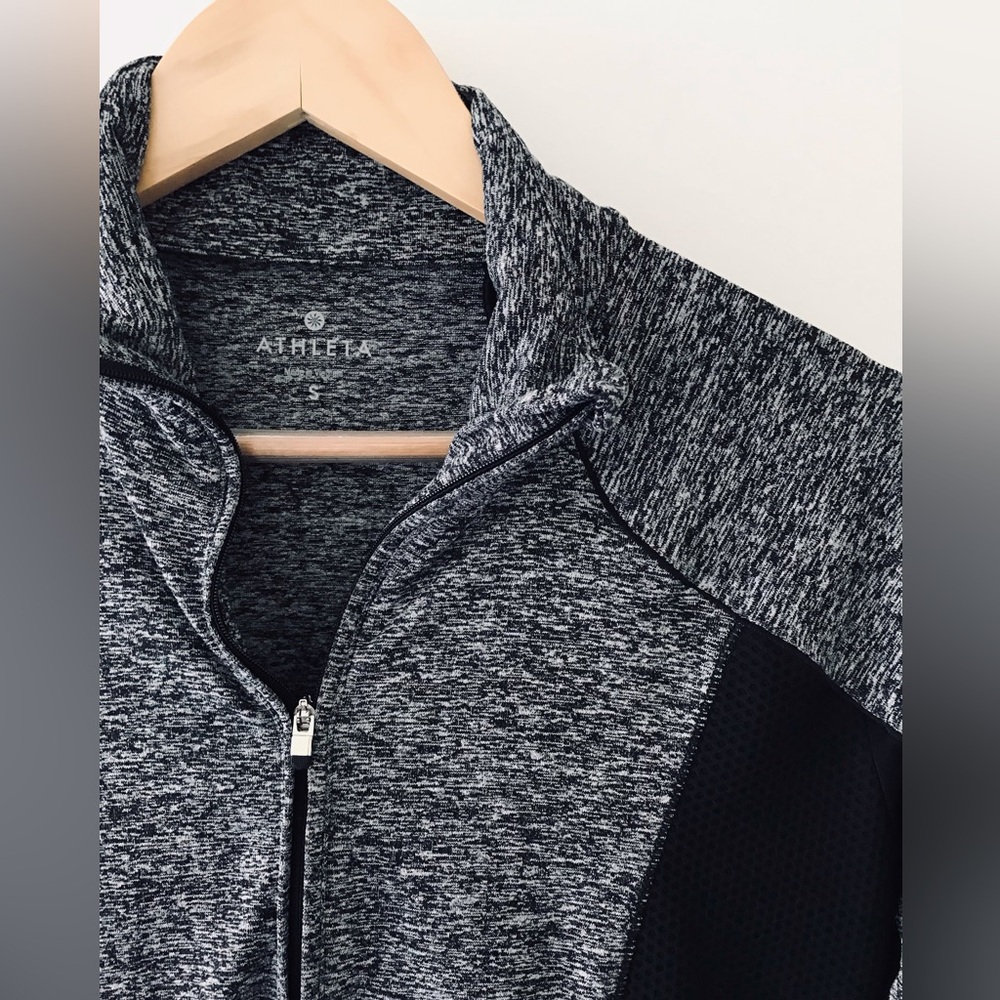 Athleta Women's Black Heather Zip-Up Athletic Jacket
